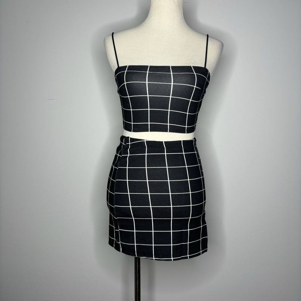 SHEIN- Black & White Grid Skirt